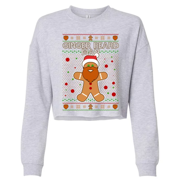 Funny Ginger Beard Man Ugly Christmas Sweater Cropped Pullover Crew