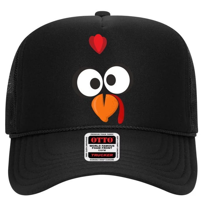 Funny Gobble Turkey Face High Crown Mesh Trucker Hat