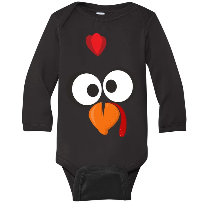 Funny Gobble Turkey Face Baby Long Sleeve Bodysuit