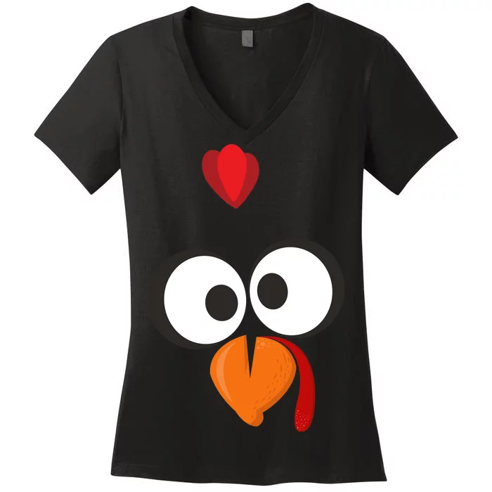 Funny Gobble Turkey Face Women's V-Neck T-Shirt