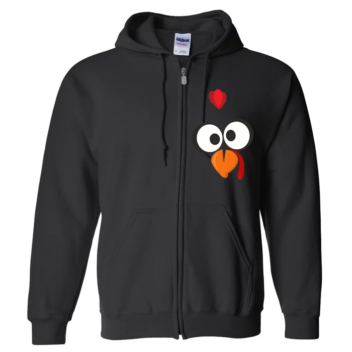 Funny Gobble Turkey Face Full Zip Hoodie