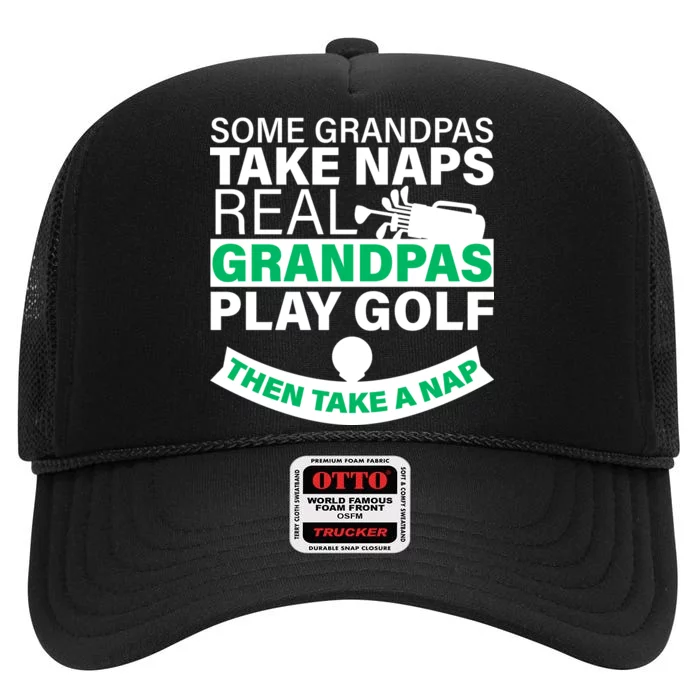 Funny Golf Grandpa High Crown Mesh Trucker Hat