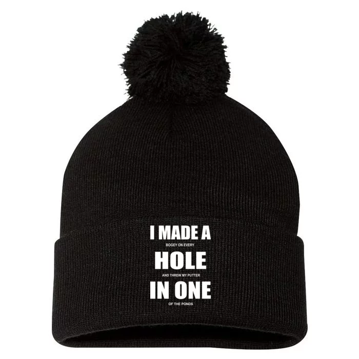 Funny Golf Hole In One Pom Pom 12in Knit Beanie