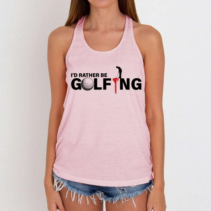 Funny Golfers Design Rather Be Golfing Women's Knotted Racerback Tank