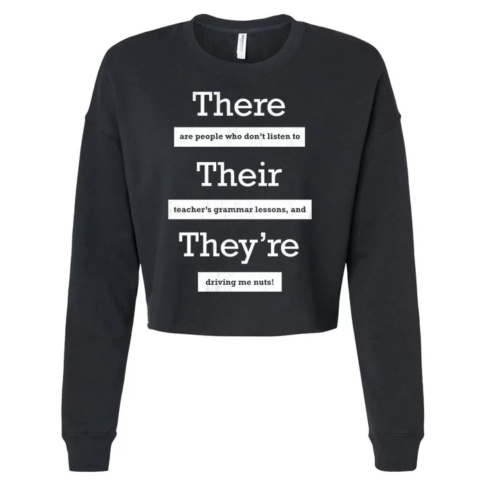 Funny Grammar Teacher Cropped Pullover Crew