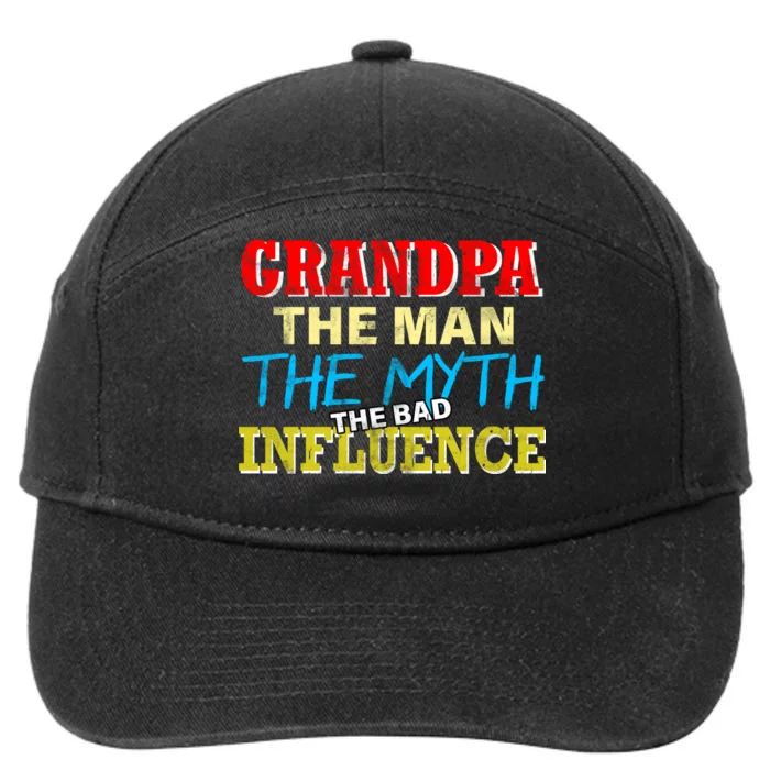 Funny Grandpa Man Myth The Bad Influence 7-Panel Snapback Hat