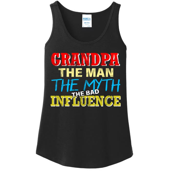 Funny Grandpa Man Myth The Bad Influence Ladies Essential Tank