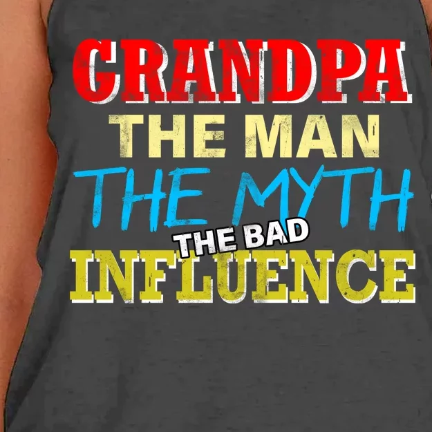 Funny Grandpa Man Myth The Bad Influence Women's Knotted Racerback Tank