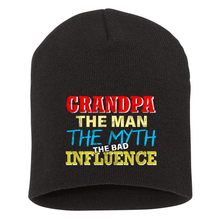 Funny Grandpa Man Myth The Bad Influence Short Acrylic Beanie