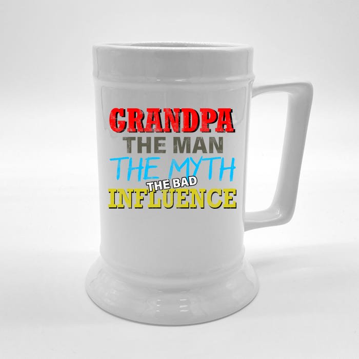 Funny Grandpa Man Myth The Bad Influence Front & Back Beer Stein