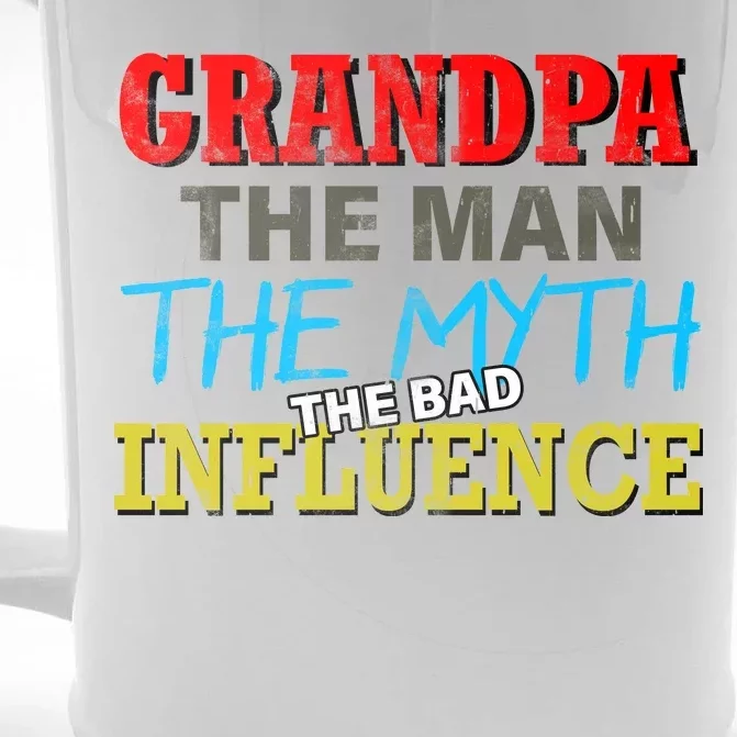 Funny Grandpa Man Myth The Bad Influence Front & Back Beer Stein