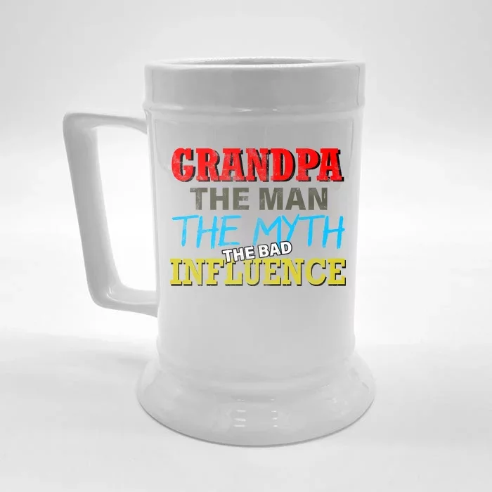 Funny Grandpa Man Myth The Bad Influence Front & Back Beer Stein