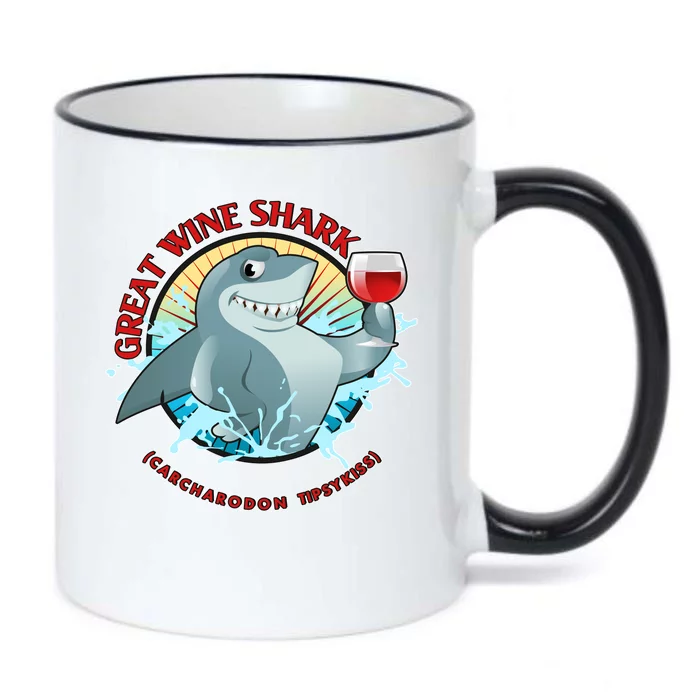 Funny Great Wine Shark Emblem Black Color Changing Mug