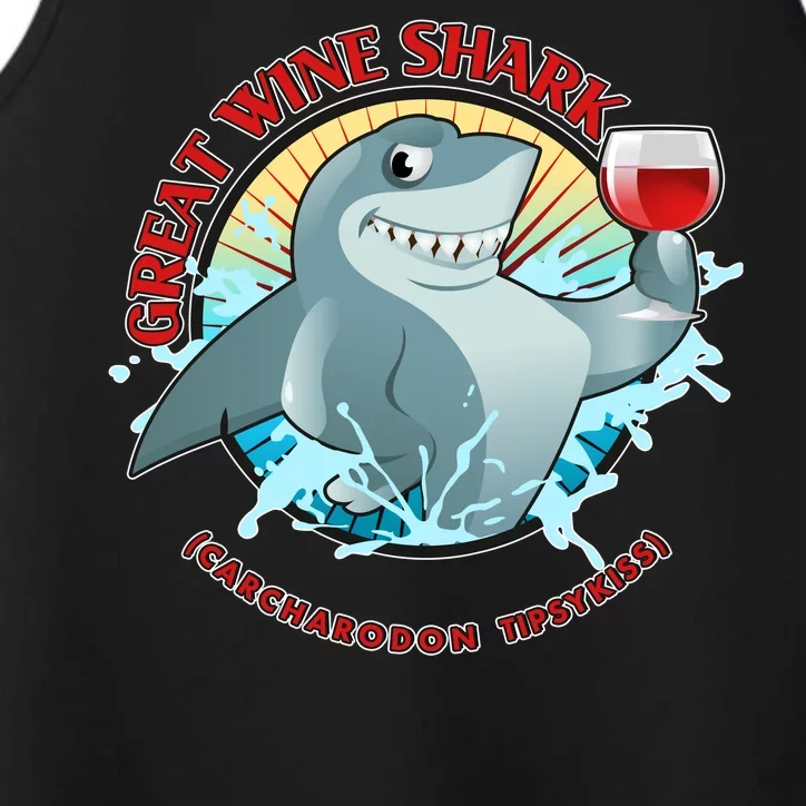 Funny Great Wine Shark Emblem Performance Tank