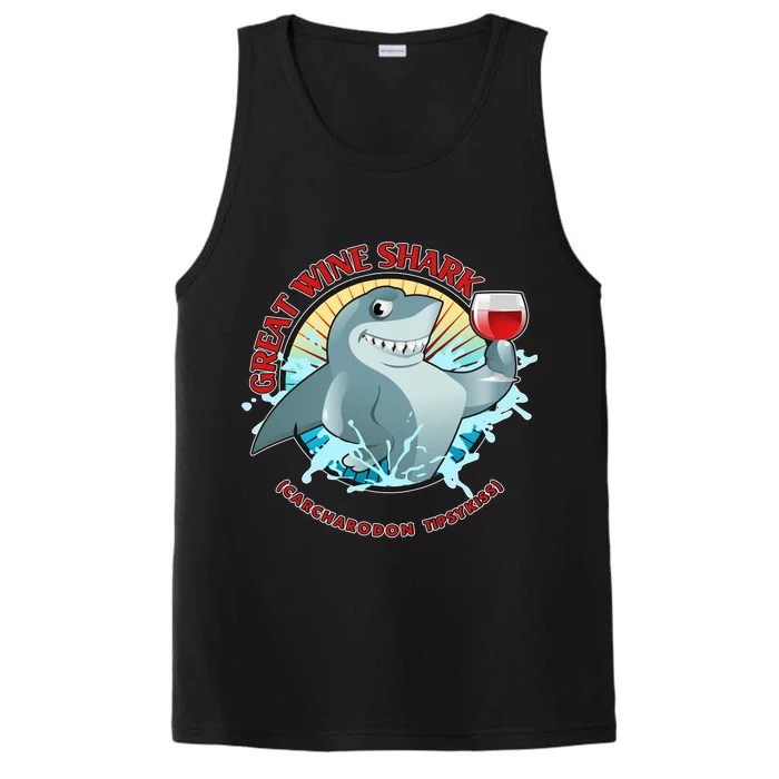 Funny Great Wine Shark Emblem Performance Tank