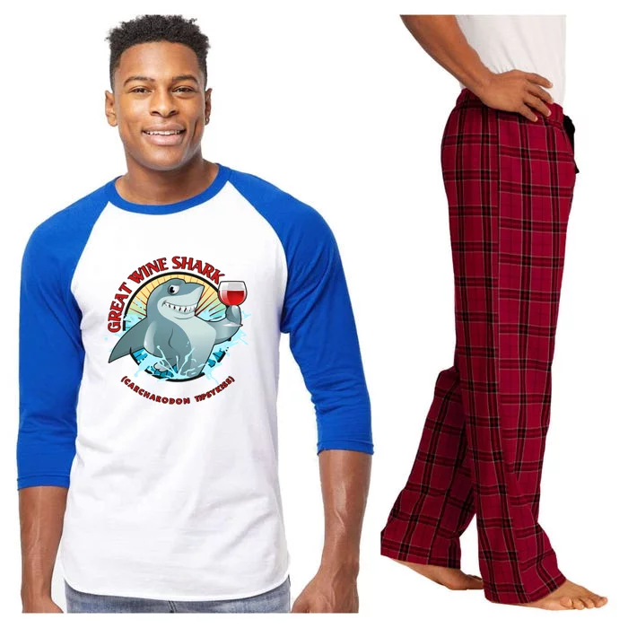 Funny Great Wine Shark Emblem Raglan Sleeve Pajama Set