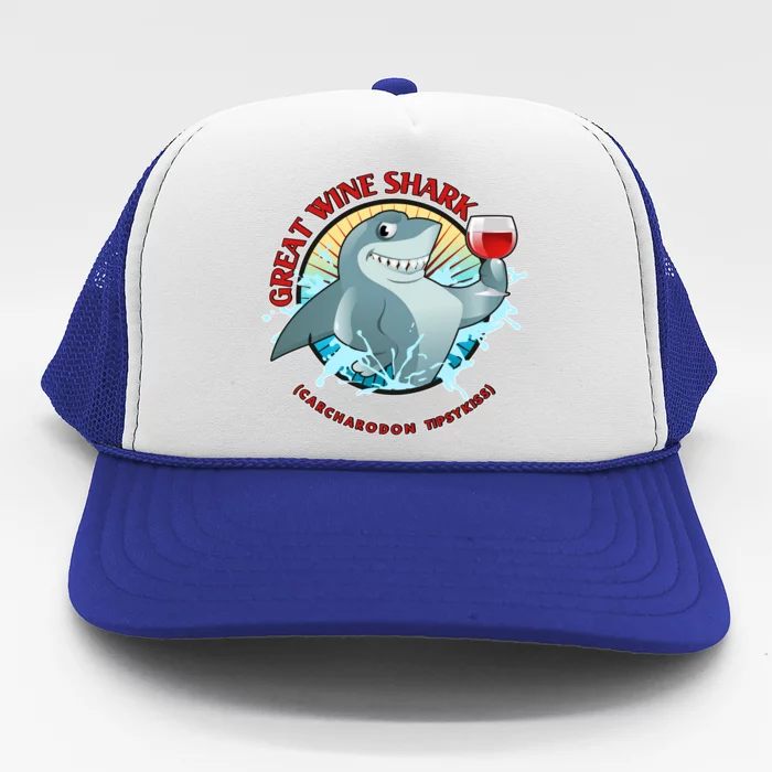 Funny Great Wine Shark Emblem Trucker Hat