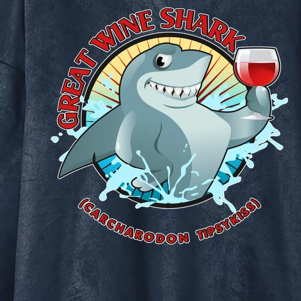 Funny Great Wine Shark Emblem Hooded Wearable Blanket