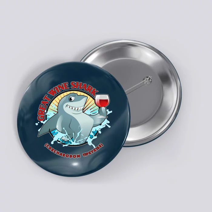 Funny Great Wine Shark Emblem Button