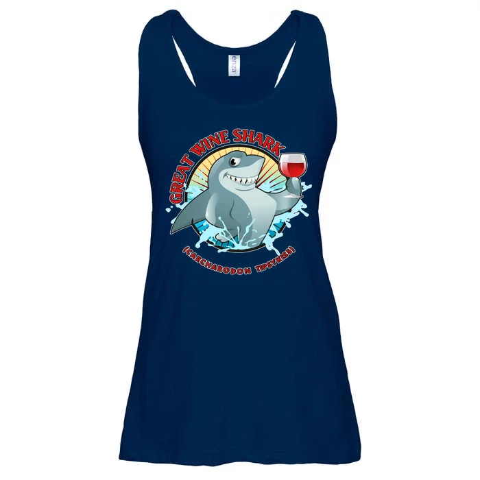 Funny Great Wine Shark Emblem Ladies Essential Flowy Tank