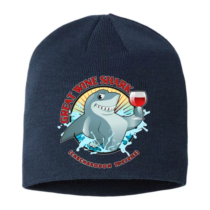 Funny Great Wine Shark Emblem 8 1/2in Sustainable Knit Beanie