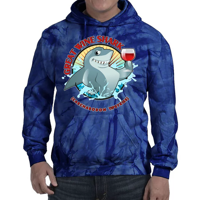 Funny Great Wine Shark Emblem Tie Dye Hoodie