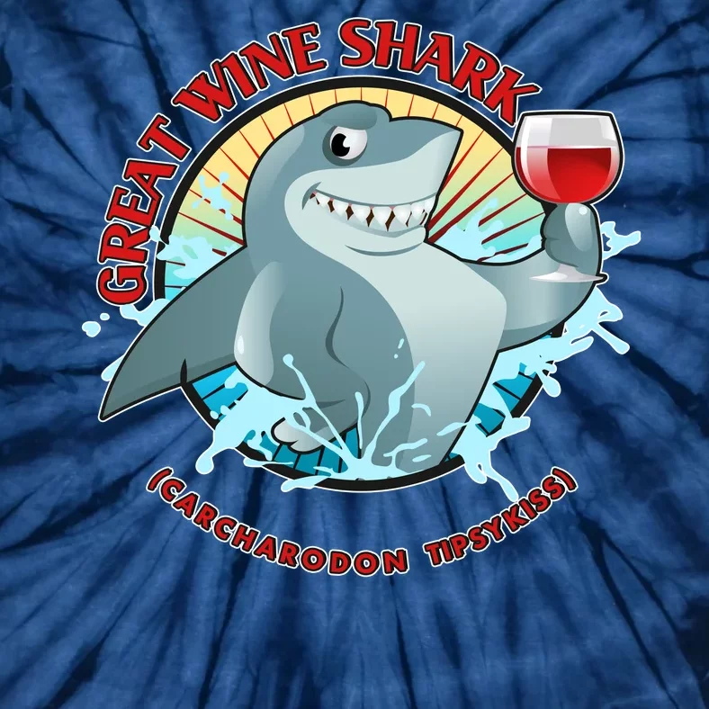 Funny Great Wine Shark Emblem Tie-Dye T-Shirt