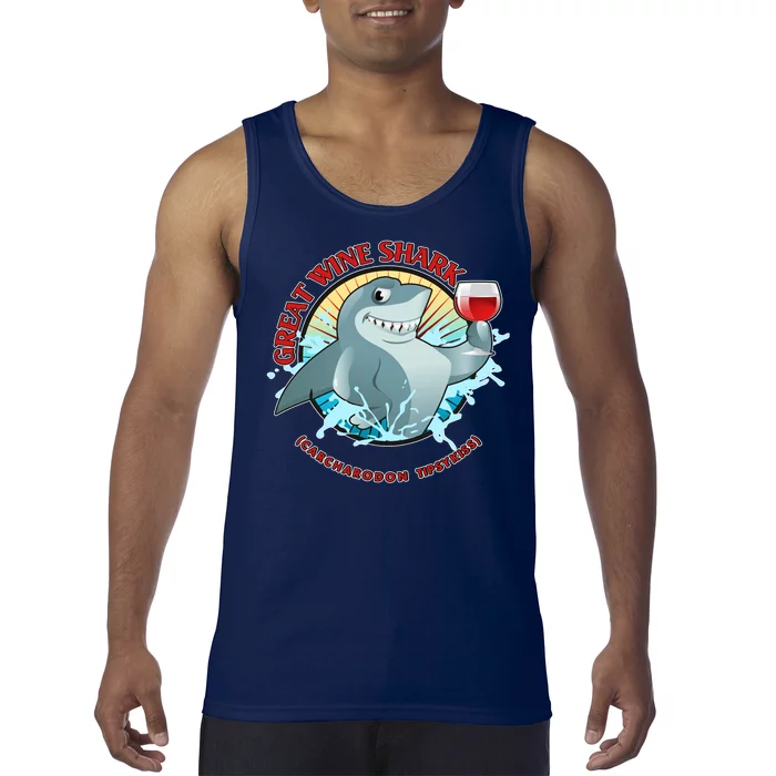 Funny Great Wine Shark Emblem Tank Top