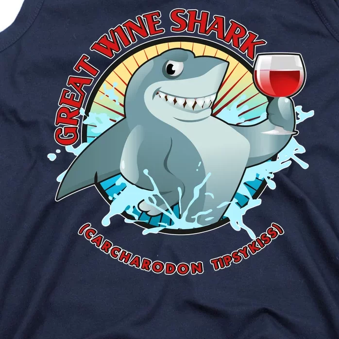 Funny Great Wine Shark Emblem Tank Top