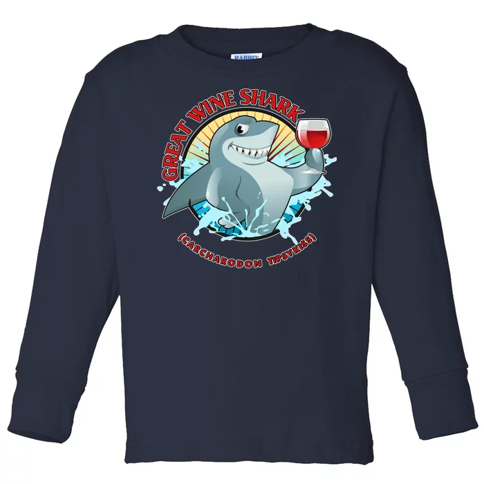 Funny Great Wine Shark Emblem Toddler Long Sleeve Shirt