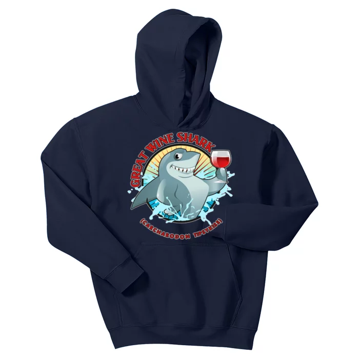 Funny Great Wine Shark Emblem Kids Hoodie