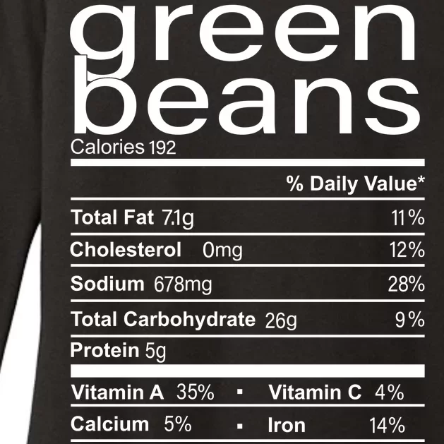 Funny Green Bean Nutrition Womens CVC Long Sleeve Shirt