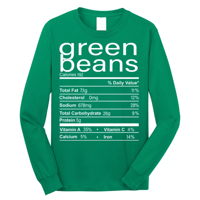 Funny Green Bean Nutrition Long Sleeve Shirt