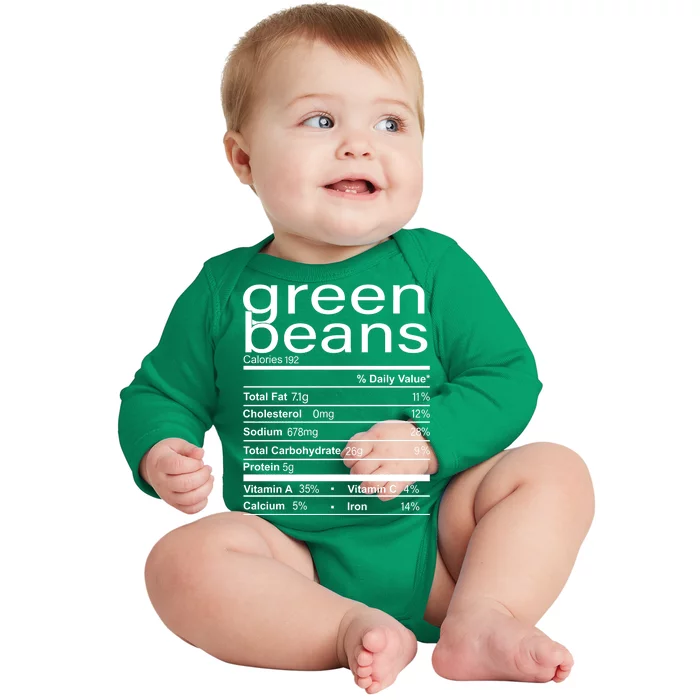 Funny Green Bean Nutrition Baby Long Sleeve Bodysuit