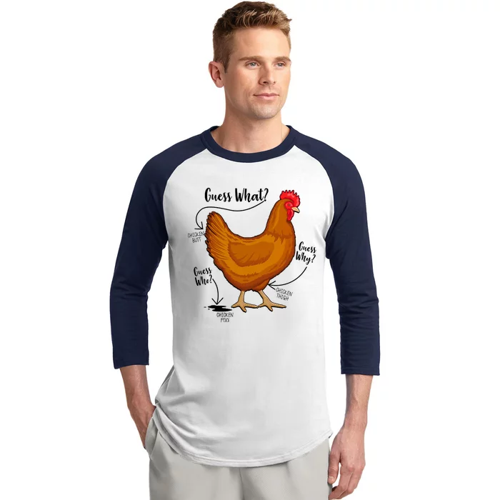 Funny Guess What Chicken Butt ggg Baseball Sleeve Shirt