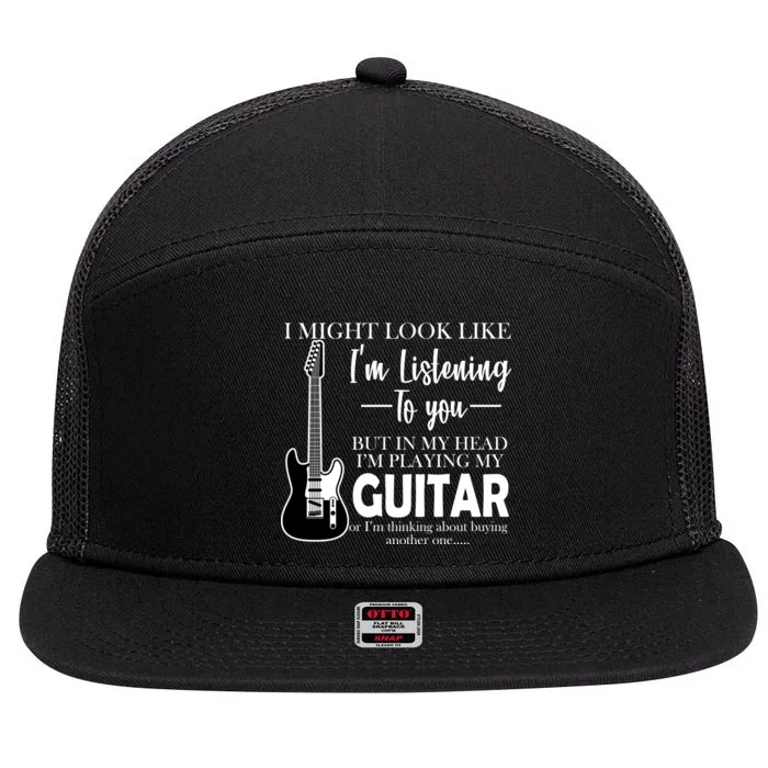 Funny Guitar Sarcastic Saying 7 Panel Mesh Trucker Snapback Hat