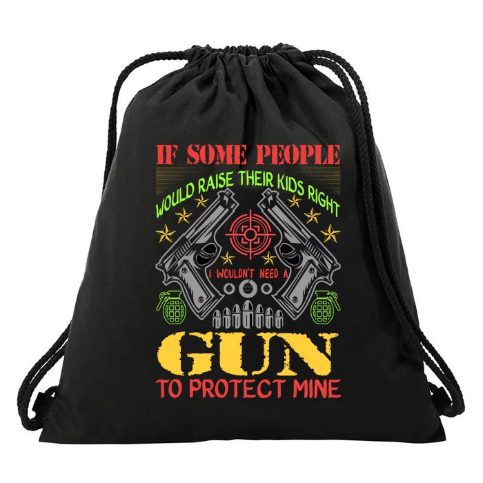 Funny Gun 2nd Amendment Protect Me Drawstring Bag