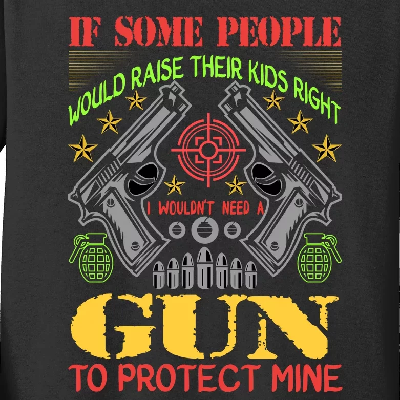 Funny Gun 2nd Amendment Protect Me Kids Long Sleeve Shirt