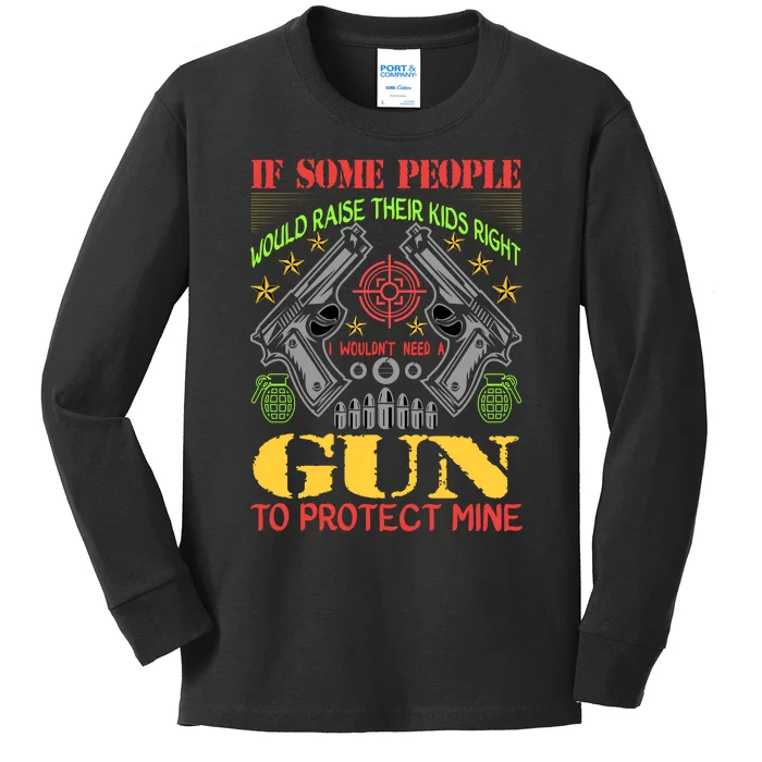 Funny Gun 2nd Amendment Protect Me Kids Long Sleeve Shirt