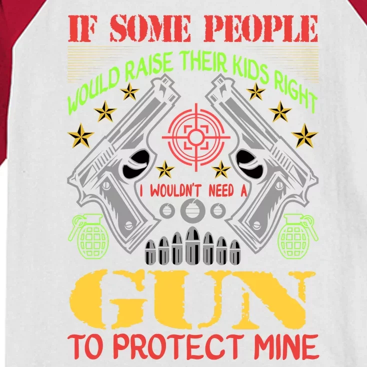 Funny Gun 2nd Amendment Protect Me Kids Colorblock Raglan Jersey