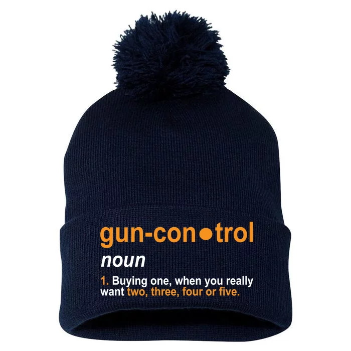 Funny Gun Control Definition Pom Pom 12in Knit Beanie