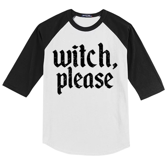 Funny Halloween Distressed Witch Please Kids Colorblock Raglan Jersey