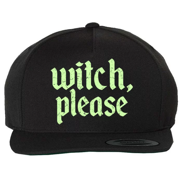 Funny Halloween Distressed Witch Please Wool Snapback Cap