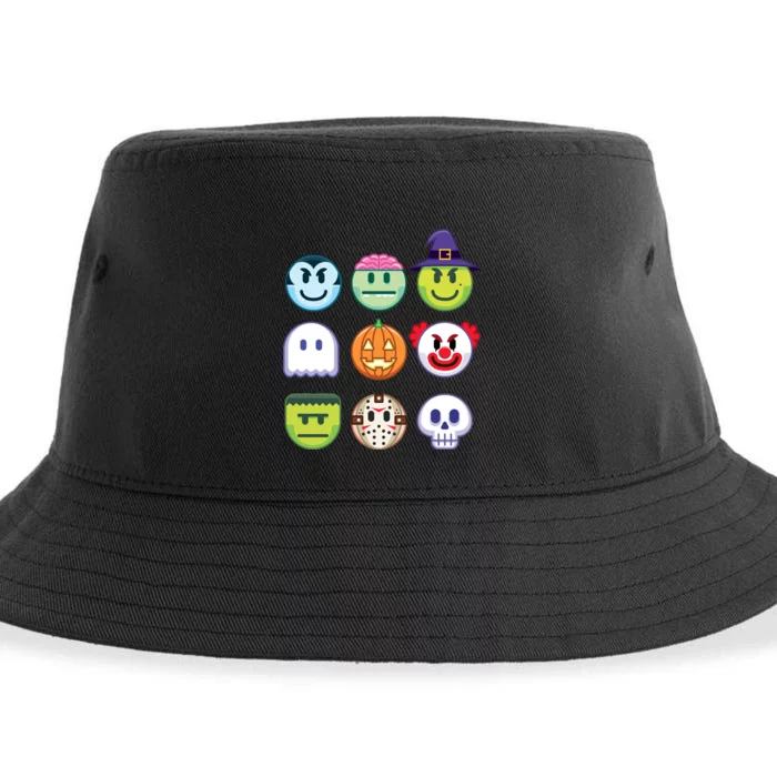 Funny Halloween Emoji's Sustainable Bucket Hat