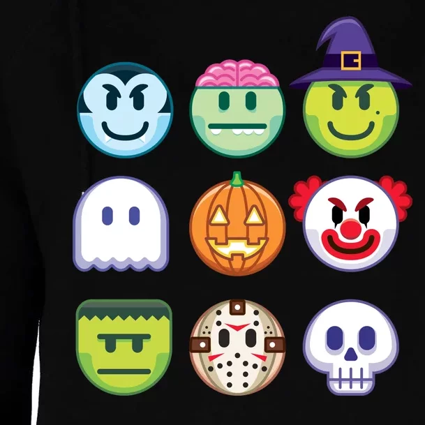 Funny Halloween Emoji's Womens Funnel Neck Pullover Hood