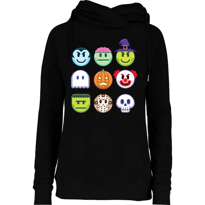 Funny Halloween Emoji's Womens Funnel Neck Pullover Hood