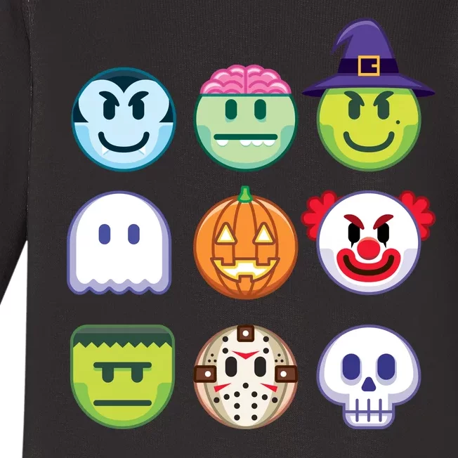 Funny Halloween Emoji's Baby Long Sleeve Bodysuit