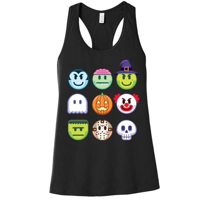 Funny Halloween Emoji's Women's Racerback Tank