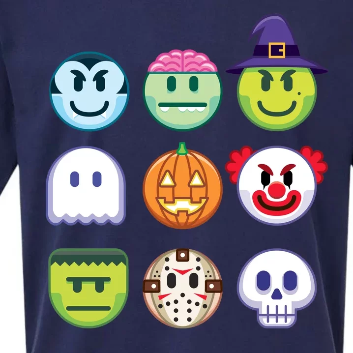 Funny Halloween Emoji's Sueded Cloud Jersey T-Shirt