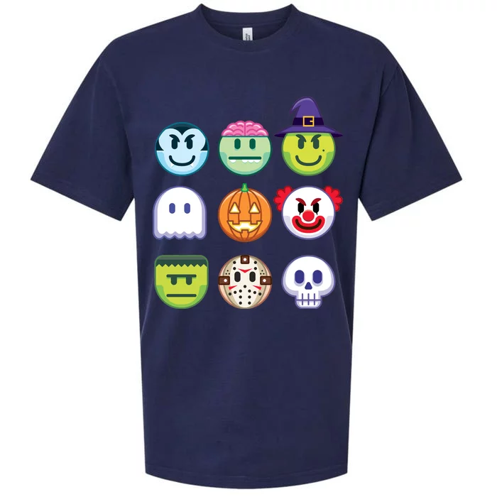 Funny Halloween Emoji's Sueded Cloud Jersey T-Shirt